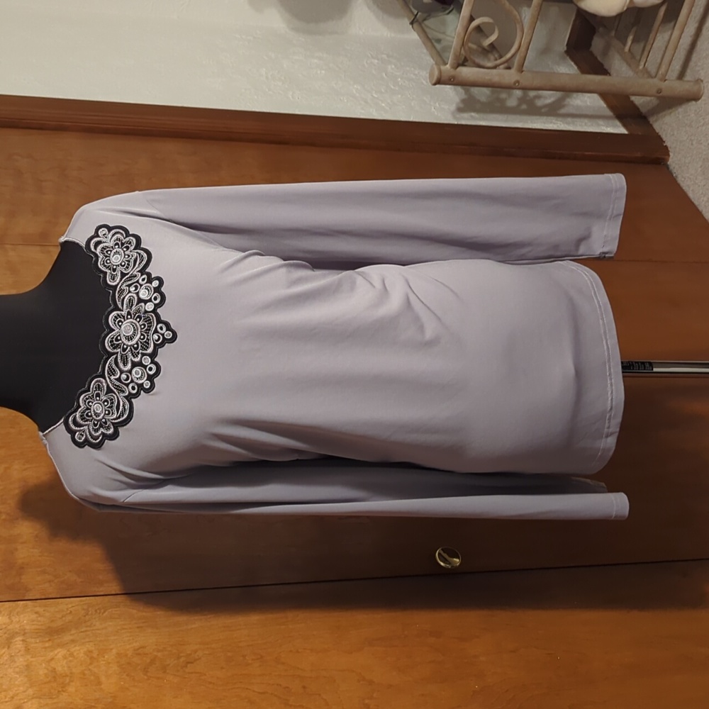 Bob Mackie wearable art gray top